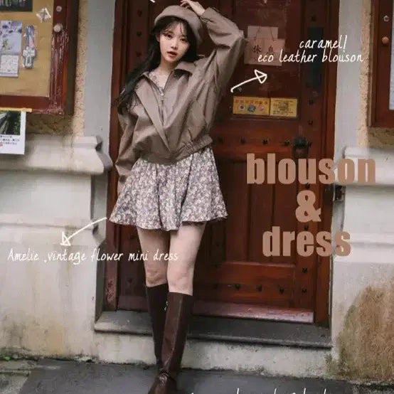 [BUNJANG] Milkcocoa Flower Brown Flare Mini Dress / 밀크코코아 플라워 브라운 플레어 원피스