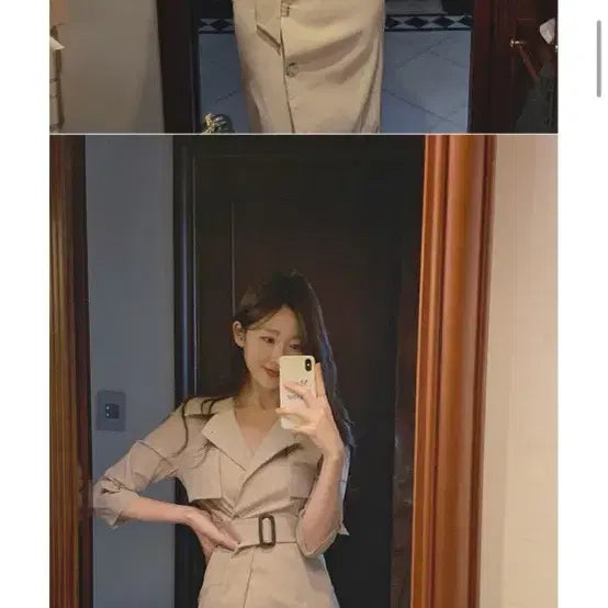 [BUNJANG] From Day One Belted Trench Coat Dress / 프롬데이원 하객룩 트렌치 코트 트렌치자켓 벨트 원피스