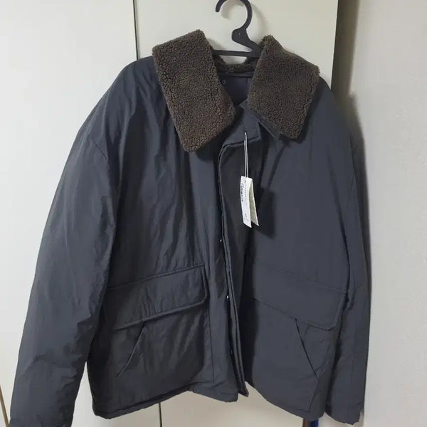 [BUNJANG] La Fjord Store Shearing Collar Half Padding Jacket Charcoal / [L] 라퍼지스토어 시어링 칼라 하프 패딩 자켓 차콜 판매