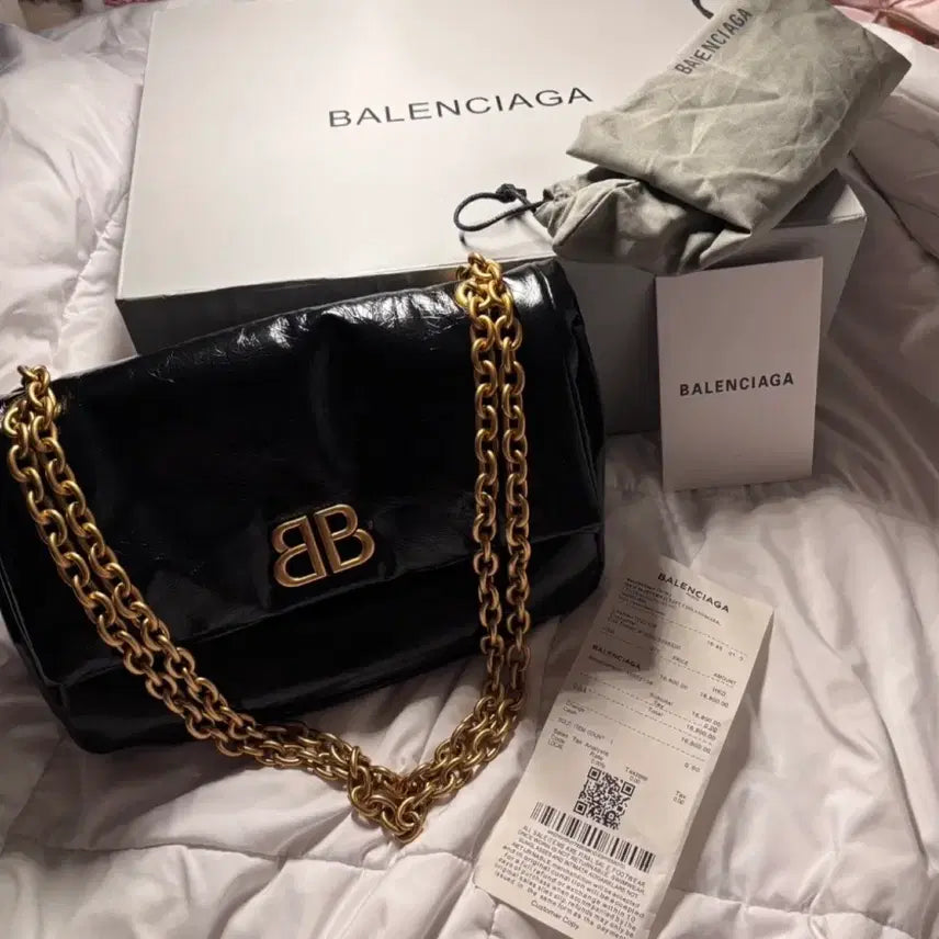 [BUNJANG] Balenciaga Monaco Chain Bag Black Gold Hardware / 발렌시아가 모나코 체인 금장 블랙 가방 (수수료 포함)