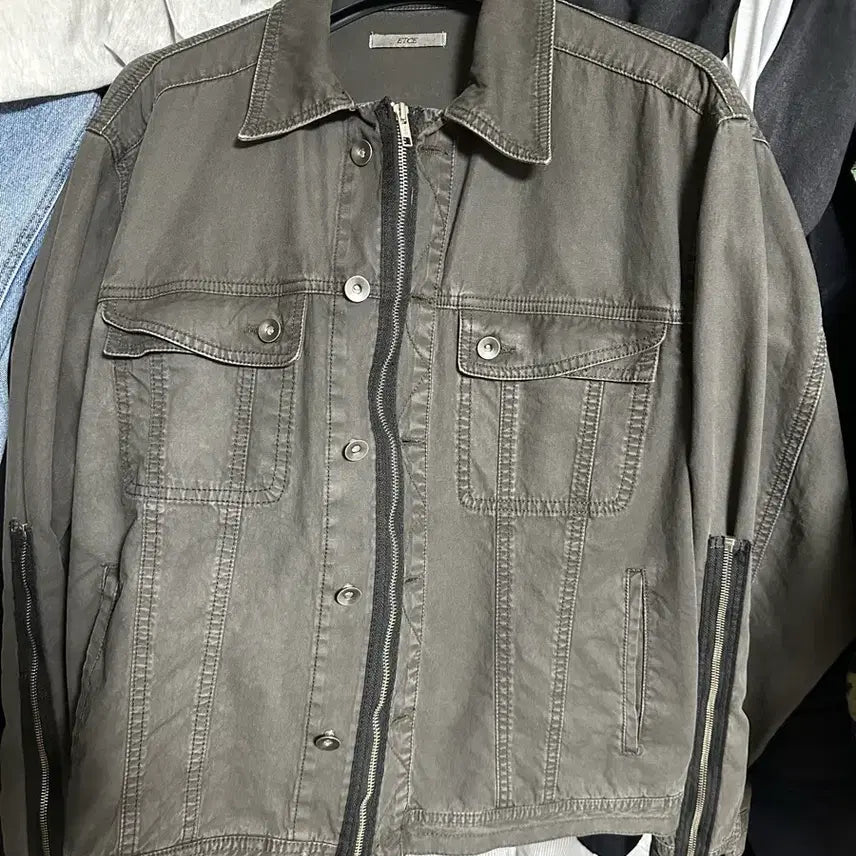[BUNJANG] ETCE DYED 3 ZIP TRUCKER Jacket (Charcoal) / 이티씨이 etce DYED 3 ZIP TRUCKER (CHARCOAL)
