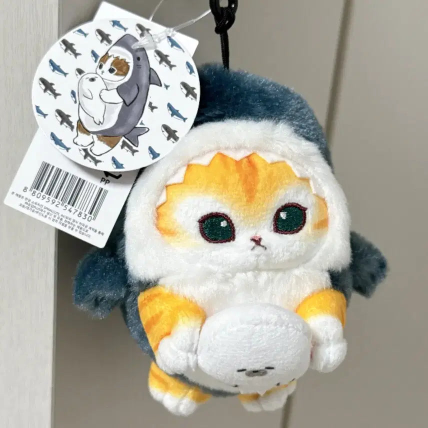 [BUNJANG] Mohu Sand Cheese Cat Shark Costume Plush Keychain / 모후샌드 치즈냥 상어 코스튬 인형 키링