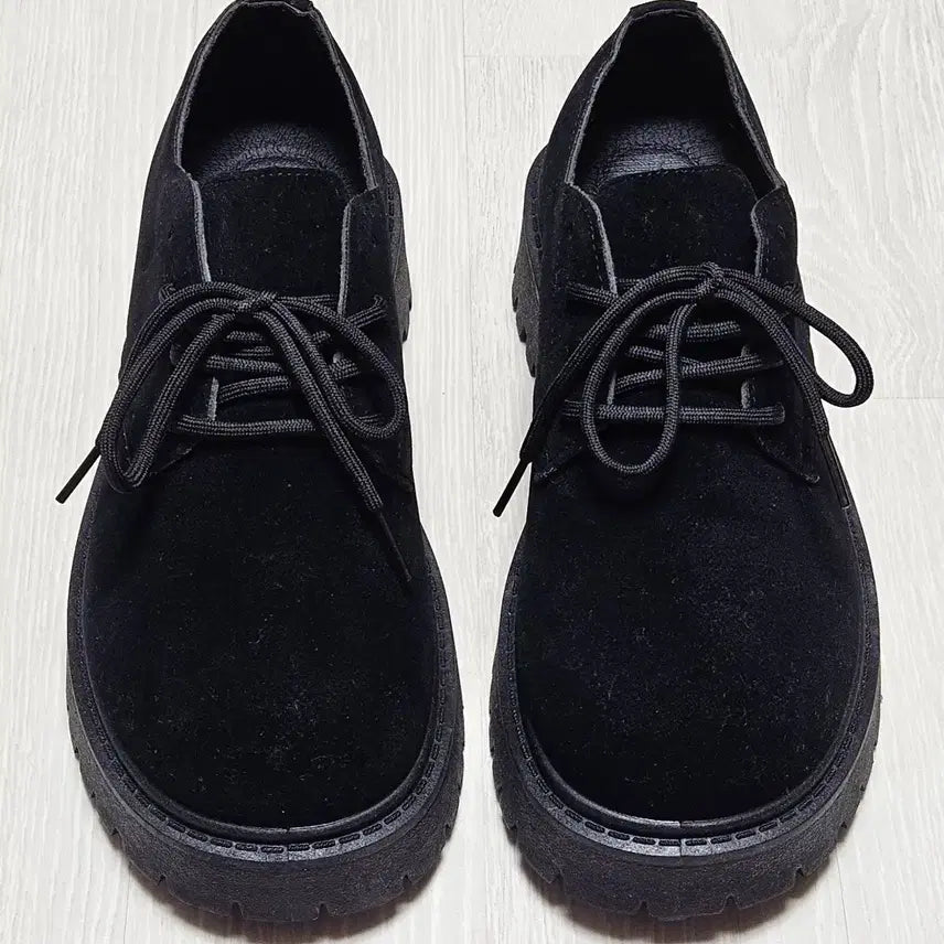 [BUNJANG] Black Suede Platform Derby Shoes - Size 265mm (Unworn) / [신발] 블랙 스웨이드 통굽 더비 슈즈 265mm (미착화품)