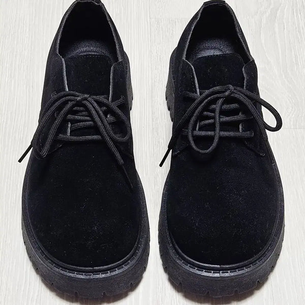 [BUNJANG] Black Suede Platform Derby Shoes - Size 265mm (Unworn) / [신발] 블랙 스웨이드 통굽 더비 슈즈 265mm (미착화품)