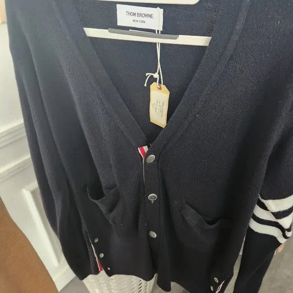 [BUNJANG] Thom Browne Navy Three-Stripe Cardigan Size 2 / 톰브라운 가디건