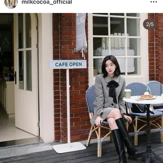 [BUNJANG] MilkCocoa Ribbon Trench Tweed Check Pattern Coat Skirt Set / 밀크코코아 리본 트렌치 트위드 체크 패턴 코트 스커트 셋업