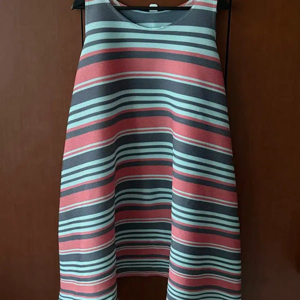 [BUNJANG] Striped Sleeveless Pleated Dress / 스트라이프 민소매 플리츠 원피스