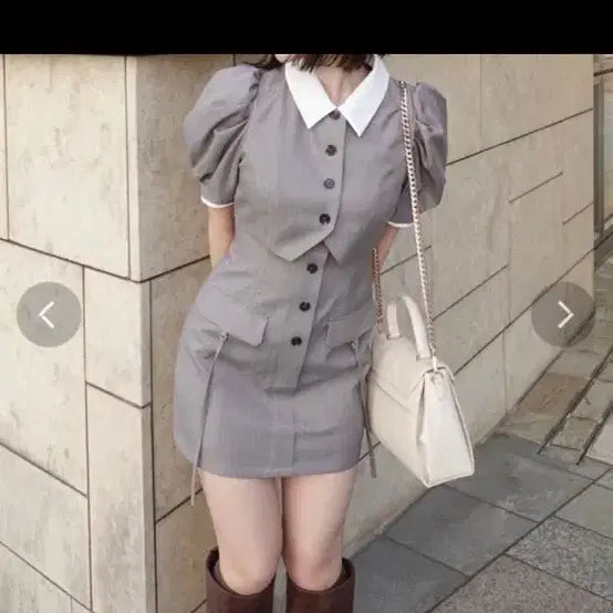 [BUNJANG] Dazzling Double Button Trench Collar One-Piece Dress / 다즐링 더블 버튼 트렌치 카라 원피스 양산형 스트라이프 지뢰계