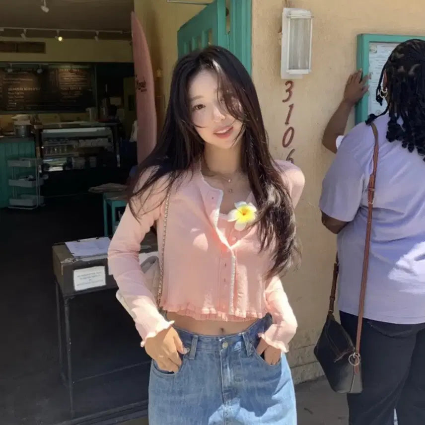 [BUNJANG] SIYE Tipy Lace Cardigan Set Pink / 시예 티피 레이스 가디건 세트 핑크 새상품
