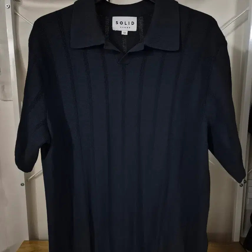 [BUNJANG] Solid Homme PK Knit Collar T-shirt Navy / 솔리드옴므 PK 니트 카라티 52 네이비