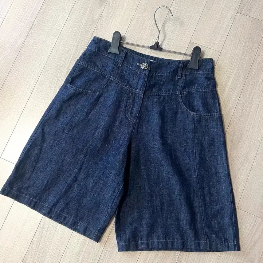 [BUNJANG] Jemelli Linen Denim Wide Bermuda Shorts / 23년 제평 제멜리 린넨 데님 와이드버뮤다숏팬츠 5부쇼츠생지진청반바지