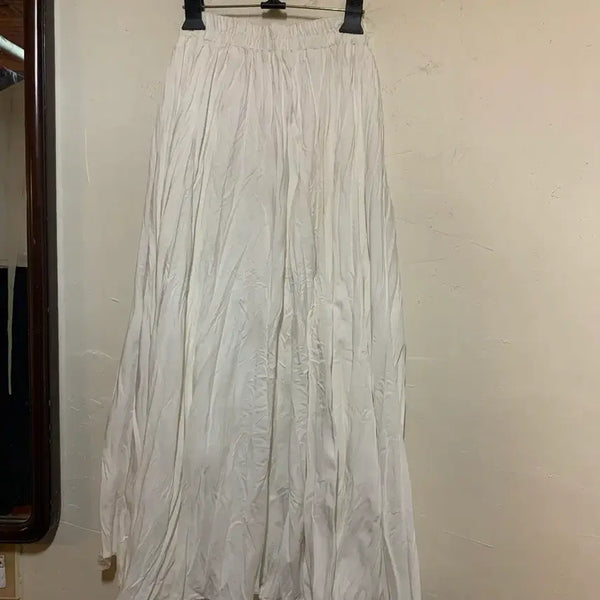 [BUNJANG] White Pleated Skirt / 화이트 주름 밴딩 스커트