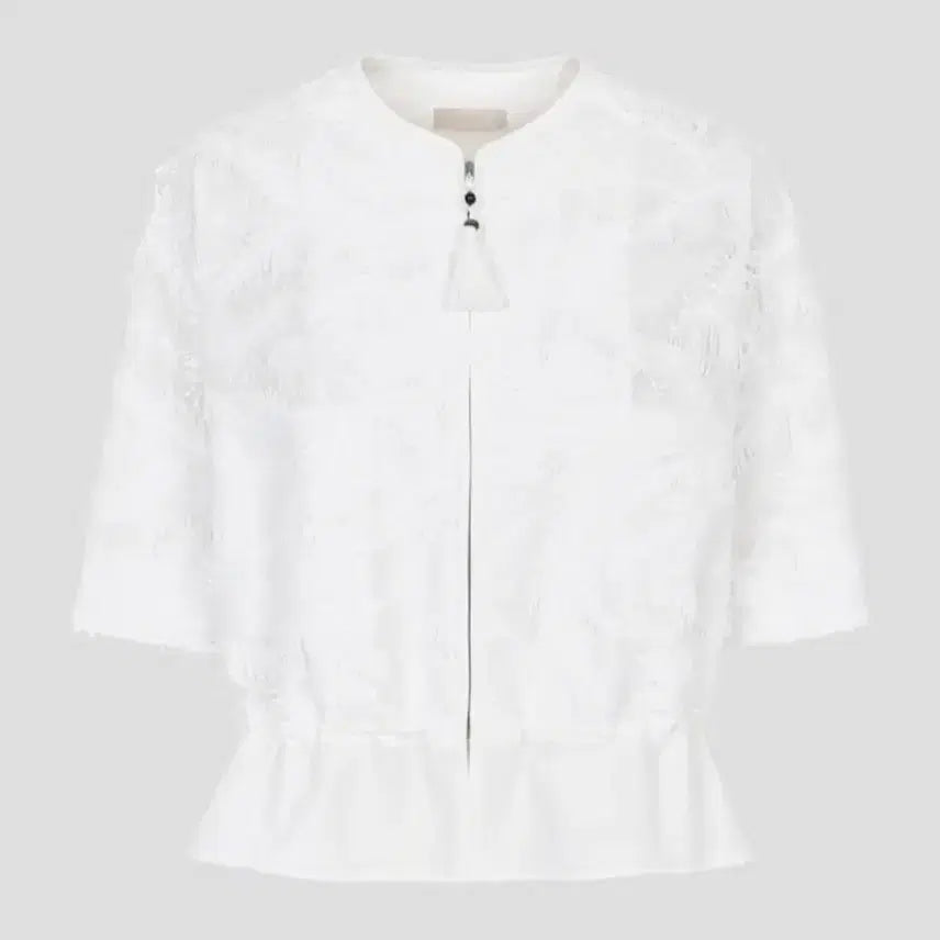 [BUNJANG] LEBESIGE Leaf Jacquard Short-Sleeve Jacket / 르베이지Leaf Jacquard Short-Sleeve Jacket