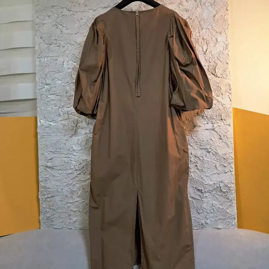 [BUNJANG] H&M Balloon Sleeve Cotton Midi Dress Camel / (미디움)에이치엔엠 벌룬소매  면카멜원피스