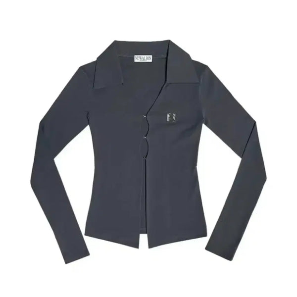 [BUNJANG] Newearlin Charcoal Shirt Top / 뉴얼린 셔츠 차콜 탑