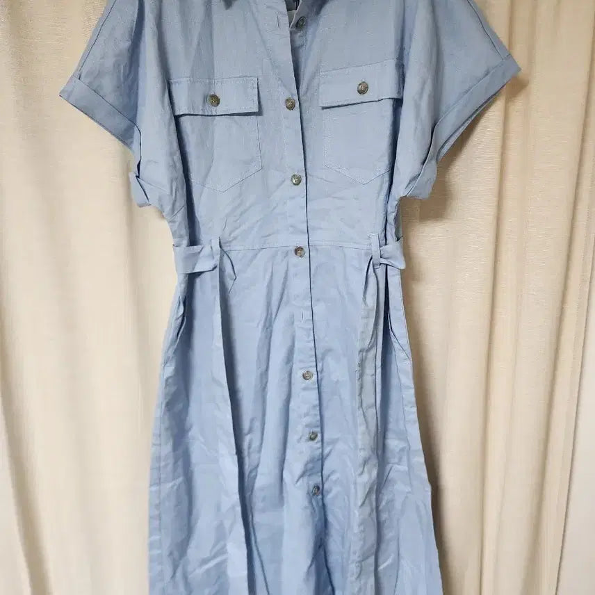 [BUNJANG] Marie Claire Blue Shirt Dress / 마리끌레르 원피스