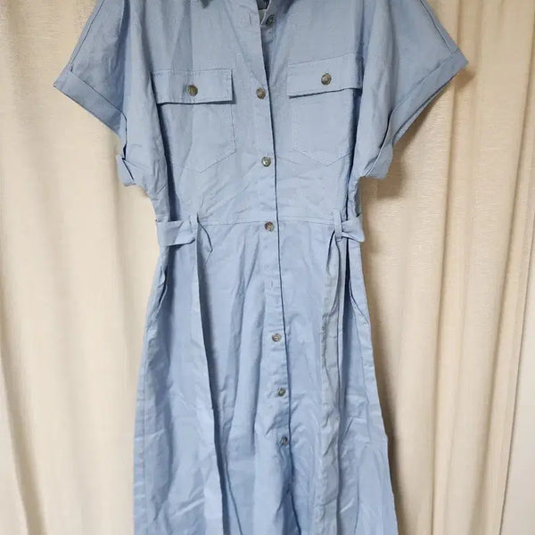 [BUNJANG] Marie Claire Blue Shirt Dress / 마리끌레르 원피스