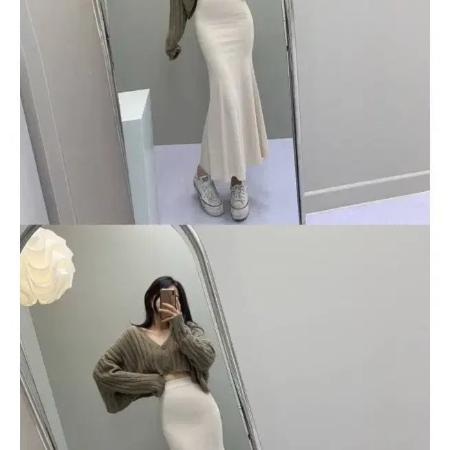 [BUNJANG] Ribbed Mermaid Long Skirt / 골지 머메이드 롱스커트