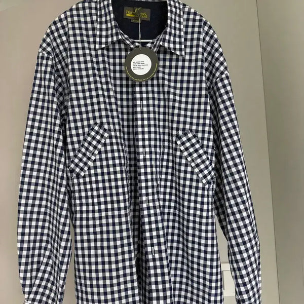 [BUNJANG] Humorous Account Gingham Check Shirt Navy / 휴머러스어카운트 깅엄체크 셔츠 새상품