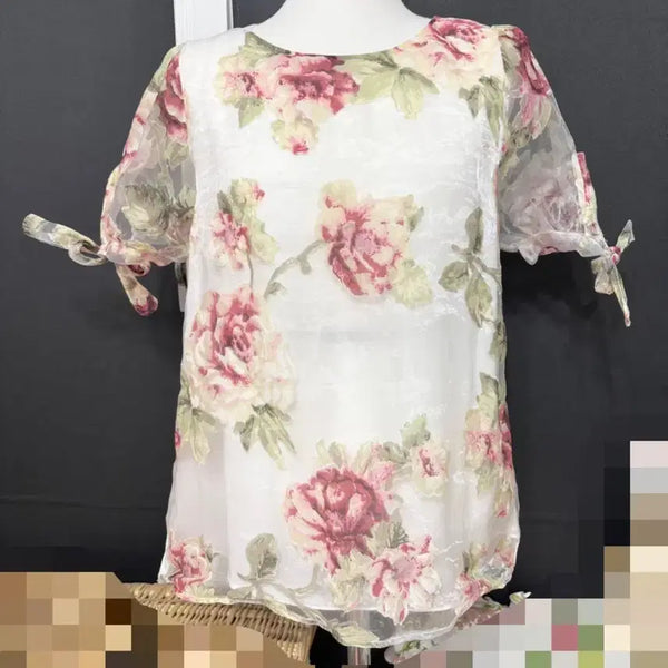 [BUNJANG] Floral Puff Sleeve Blouse / 꽃무늬 블라우스 m사이즈