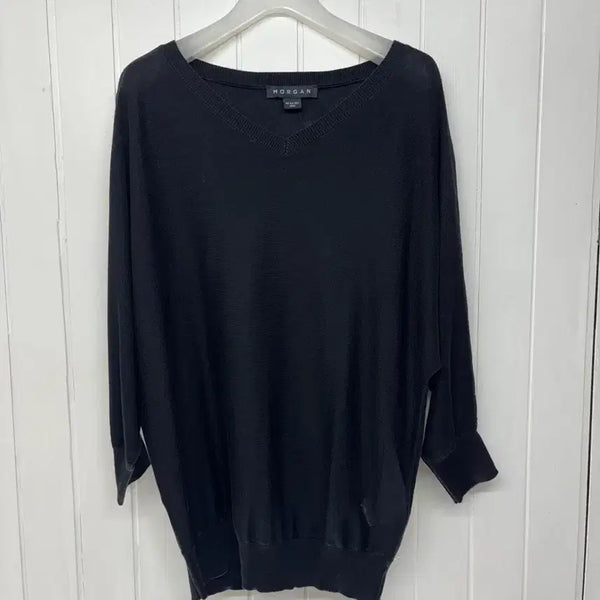 [BUNJANG] Morgan Black V-Neck Batwing Fit Knit Top (Women's Size 66) / 모르간 블랙 V넥 가오리핏 니트 여성66 ㅡ0630