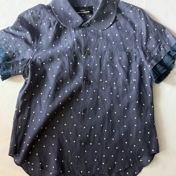 [BUNJANG] Comme des Garçons Dot Print Tricot Shirt Navy (S) / 꼼데가르송 도트 무늬 셔츠 네이비 (Tricot, S)
