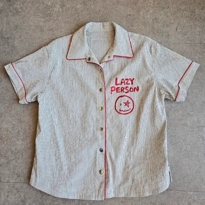 [BUNJANG] Lazy Person Lazy Stripe K-Shirt Oversized / [정품/오버핏] 레이지퍼슨 Lazy Stripe K-Shirt
