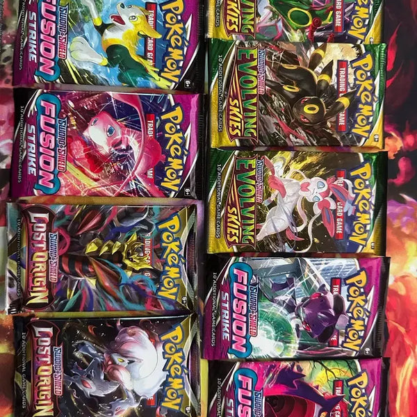 [BUNJANG] Pokemon TCG Evolving Skies, Fusion Strike, Lost Origin Booster Packs Bundle / (오늘만 판매) 북미 고대팩 포켓몬카드 9팩 일괄 evolving ski