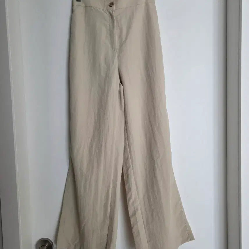 [BUNJANG] Beige Wide Pin-tuck Slacks - Size M / 베이지 와이드 핀턱 슬랙스 m사이즈