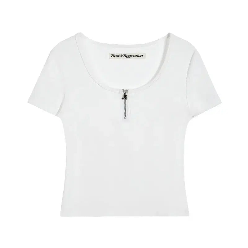 [BUNJANG] Rest and Recreation Half Zip-Up Top White / 새상품) 레스트앤레크레이션 하프 집업 탑 화이트