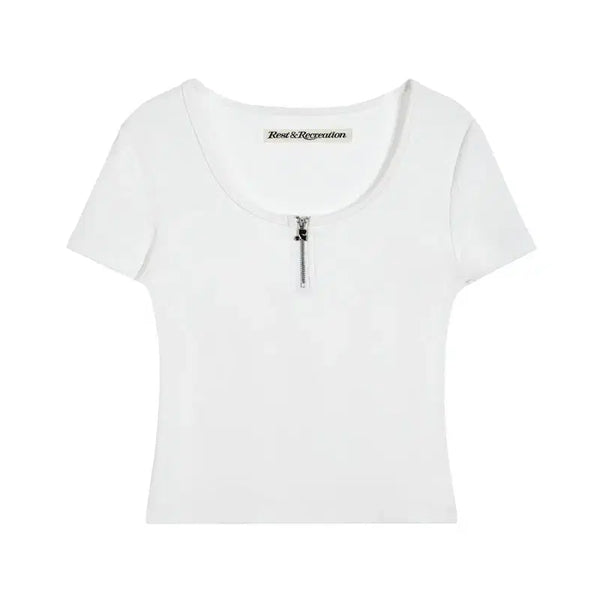 [BUNJANG] Rest and Recreation Half Zip-Up Top White / 새상품) 레스트앤레크레이션 하프 집업 탑 화이트
