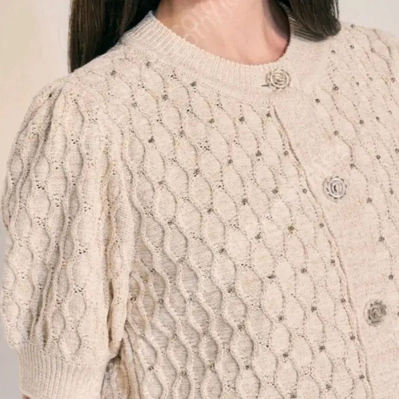 [BUNJANG] Objet Glitter Bead Cardigan / 오브제 글리터 비즈 가디건