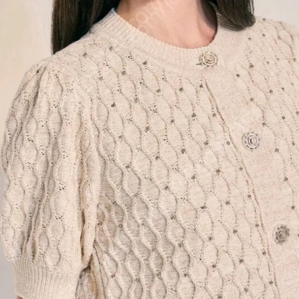 [BUNJANG] Objet Glitter Bead Cardigan / 오브제 글리터 비즈 가디건