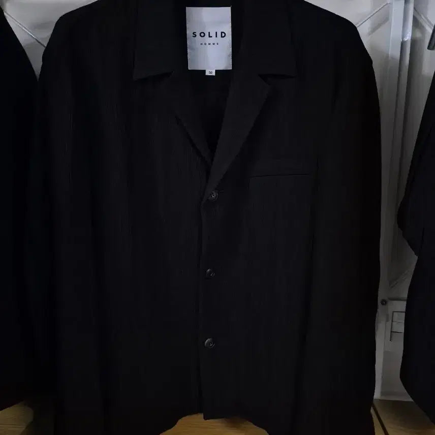 [BUNJANG] Solid Homme Crinkle Pleats Jacket Black / 솔리드옴므 크링클 플리츠 자켓 50 블랙