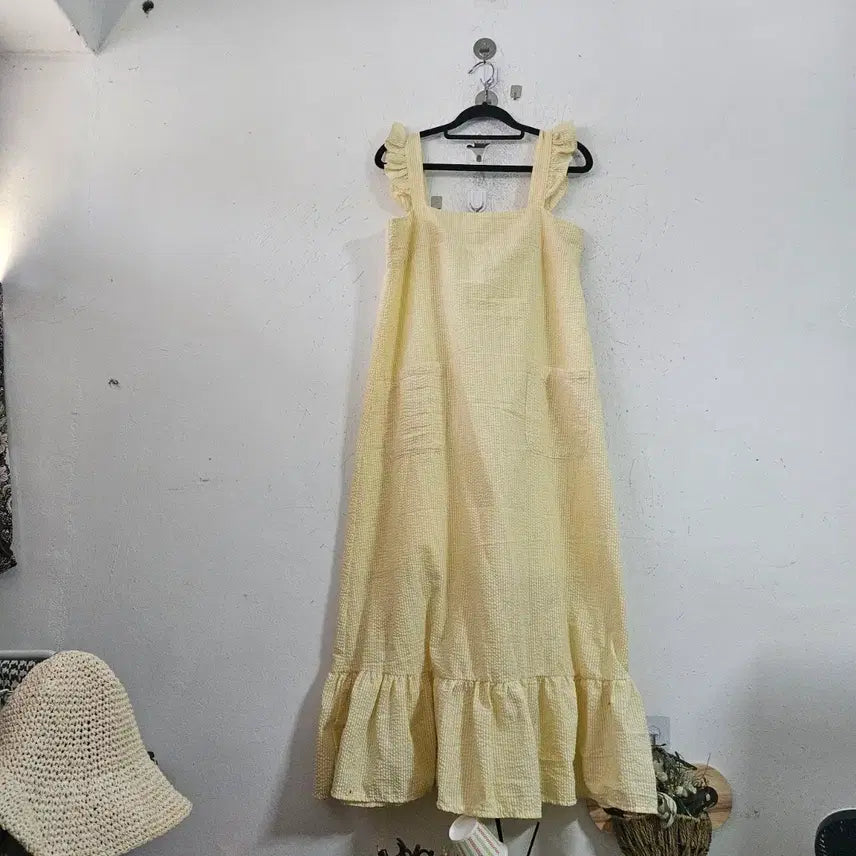[BUNJANG] Check Shirring Dress Yellow / 체크 셔링 원피스 옐로우
