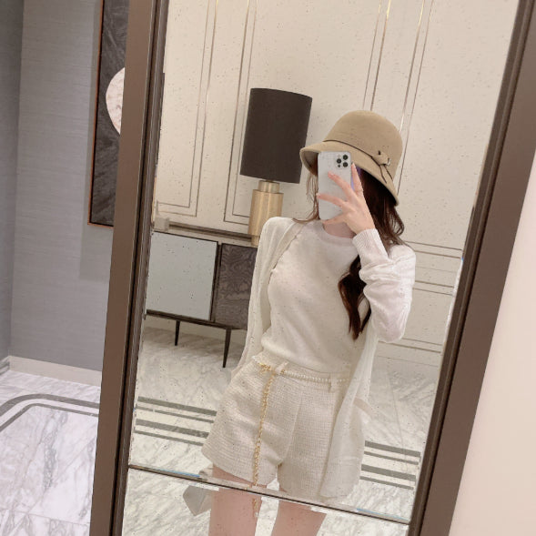 [BUNJANG] Mielu Tweed Short Pants Ivory S / 미엘르 수입의류 탄탄 트위드 숏팬츠 아이보리 S