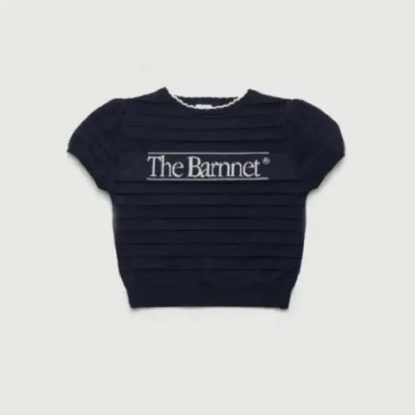 [BUNJANG] TheBarnet Helen Logo Jacquard Short Sleeve Knit / 더바넷 헬렌 로고 자카드 반팔 니트