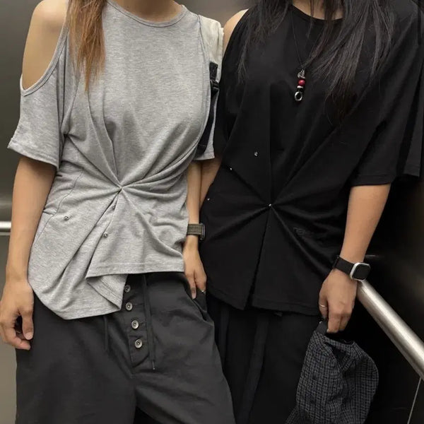 [BUNJANG] Deinet One-Slit Snap T-Shirts Charcoal / 다이닛 티셔츠 (차콜) ONE-SLIT SNAP T-SHIRTS