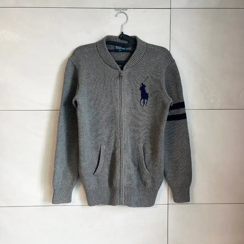 [BUNJANG] Polo Ralph Lauren Big Pony Knit Zip-Up Jacket Grey L / 폴로 랄프로렌 빅포니 니트 집업 그레이 [L]