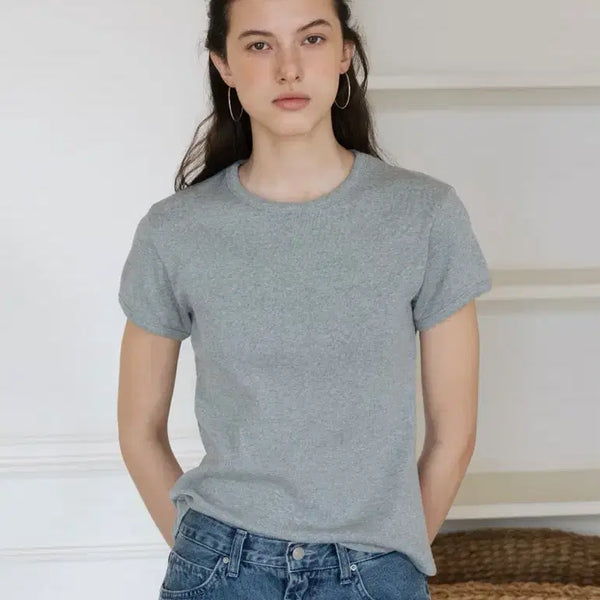 [BUNJANG] Suamar Zen Essential Rib Tee Grey / 수아마르 zen essential rib tee 그레이
