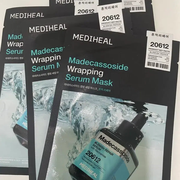 [BUNJANG] Mediheal Madecassoside Wrapping Serum Mask Pack (4 Sheets) / 메디힐 마데카소사이드 랩핑 세럼 마스크팩 4매