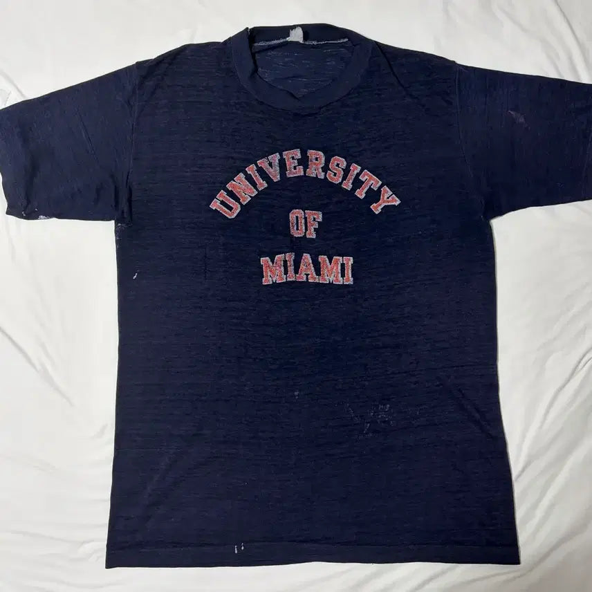 [BUNJANG] Vintage 80s University of Miami 50/50 T-Shirt / 80s usa University of Miami 50/50 빈티지티셔츠