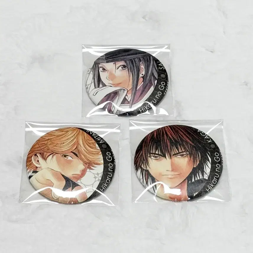 [BUNJANG] Hikaru's Go (Hikago) Original Art Exhibition Kuzuji Badge Set (Sai, Mitani, Kaga) / (일괄 가격) 히카루의 바둑 히카고 원화전 쿠지 뱃지 사이 미타니 카가