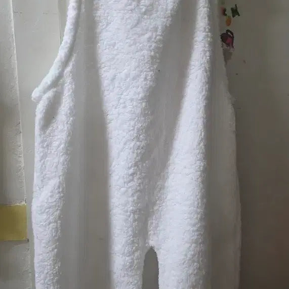 [BUNJANG] White Fleece Overalls Pajamas / 뽀글이 수면 맬빵 바지  오버롤 화이트