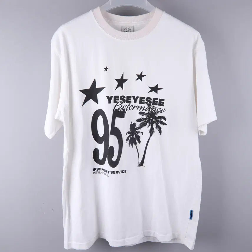 [BUNJANG] YESEYESEE Palm Tree Graphic Short Sleeve T-Shirt (L) / 예스아이씨(YESEYESEE) 팜트리 그래픽 반팔 티셔츠 (L)