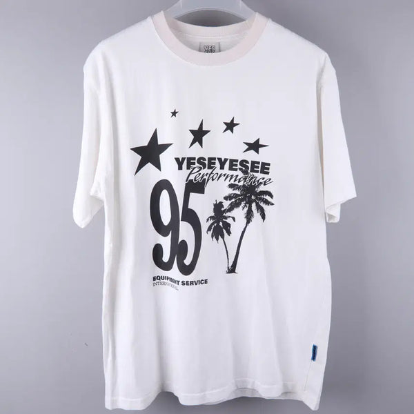 [BUNJANG] YESEYESEE Palm Tree Graphic Short Sleeve T-Shirt (L) / 예스아이씨(YESEYESEE) 팜트리 그래픽 반팔 티셔츠 (L)