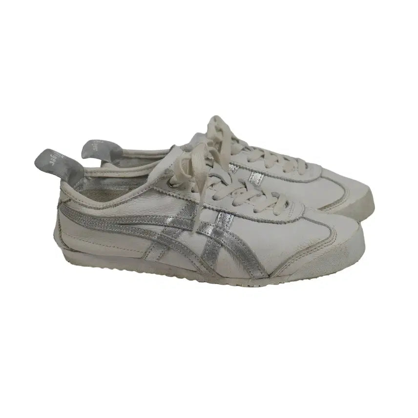 [BUNJANG] Onitsuka Tiger Mexico 66 Leather Sneakers White Silver / Onitsuka Tiger 멕시코66 화이트 실버 가죽 스니커즈 235