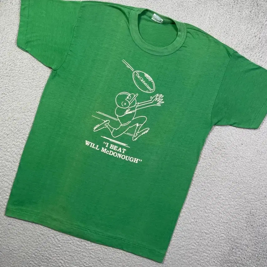 [BUNJANG] 1980s USA Boston Globe Football Single Stitch T-Shirt / 80s usa 보스턴 글로브 풋볼 싱글스티치 티셔츠 페이드그린