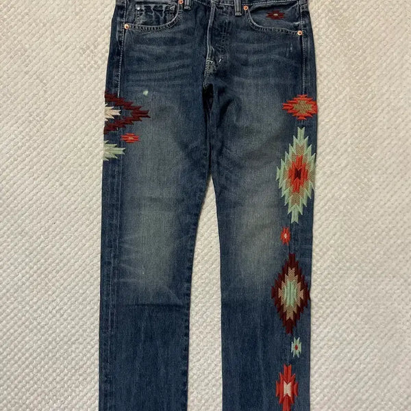 [BUNJANG] Polo Denim & Supply Navajo Pattern Western Mood Slim Fit Denim Pants (Size 32) / [32] 폴로 데님 앤 서플라이 웨스턴 무드 나바호 패턴 슬림 핏 데님