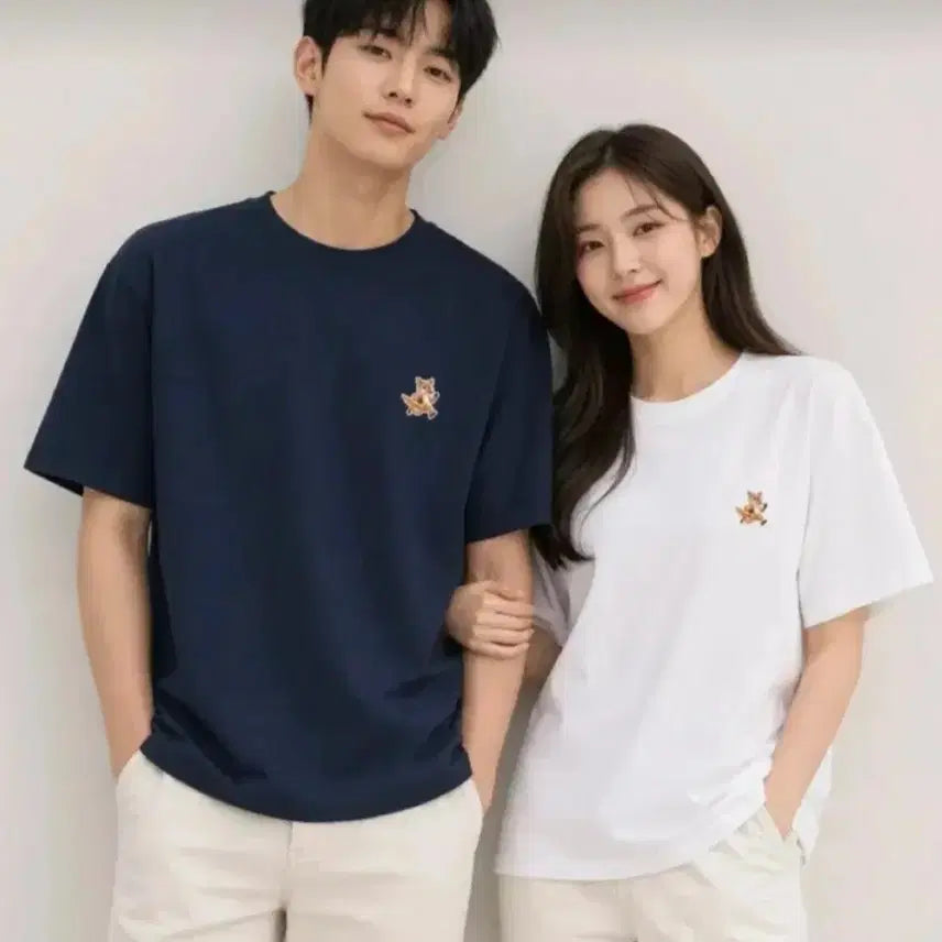 [BUNJANG] Maison Kitsuné Baby Fox Patch T-Shirt Navy/White / 메종키츠네 반팔티 네이비/화이트